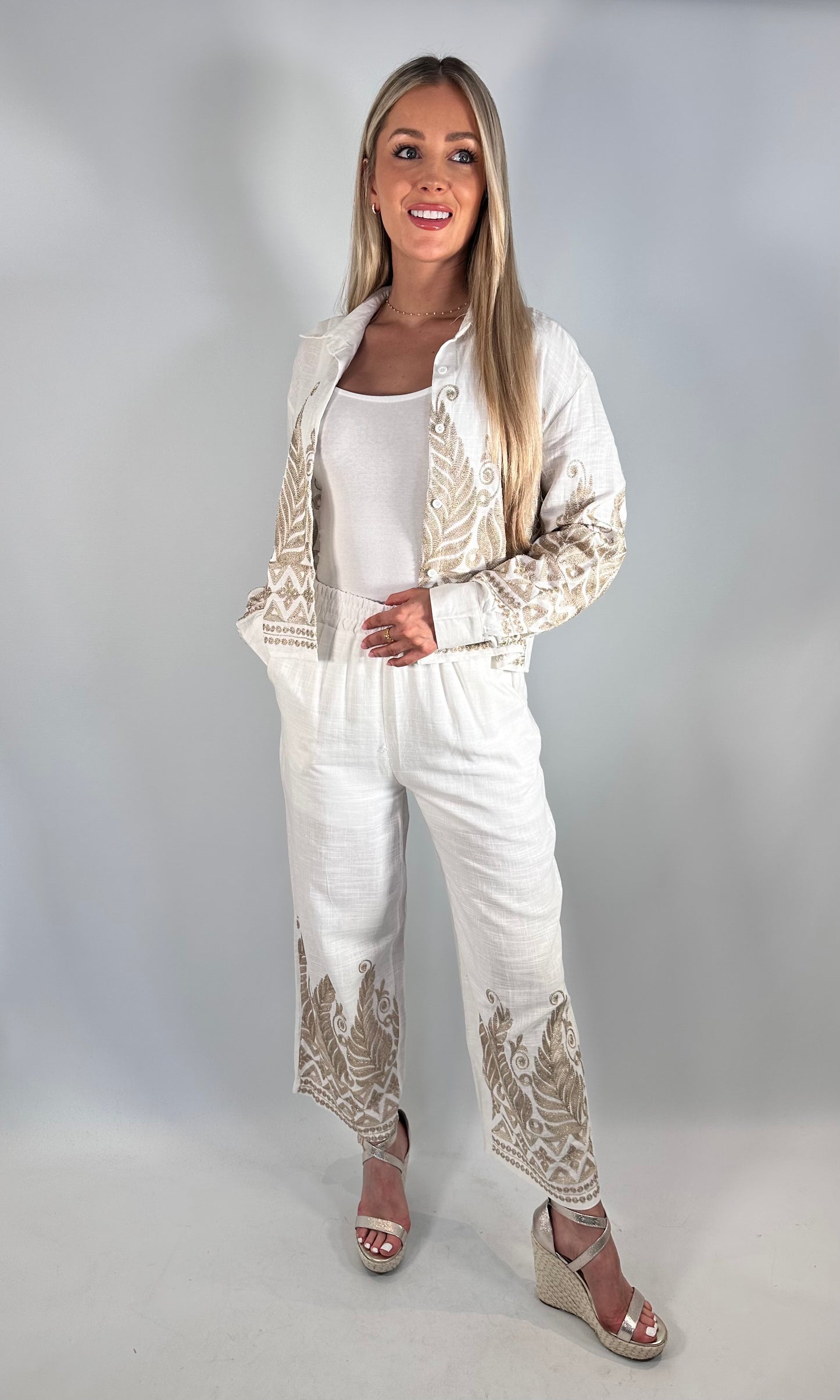 Zara Gold Embroidered co-ord