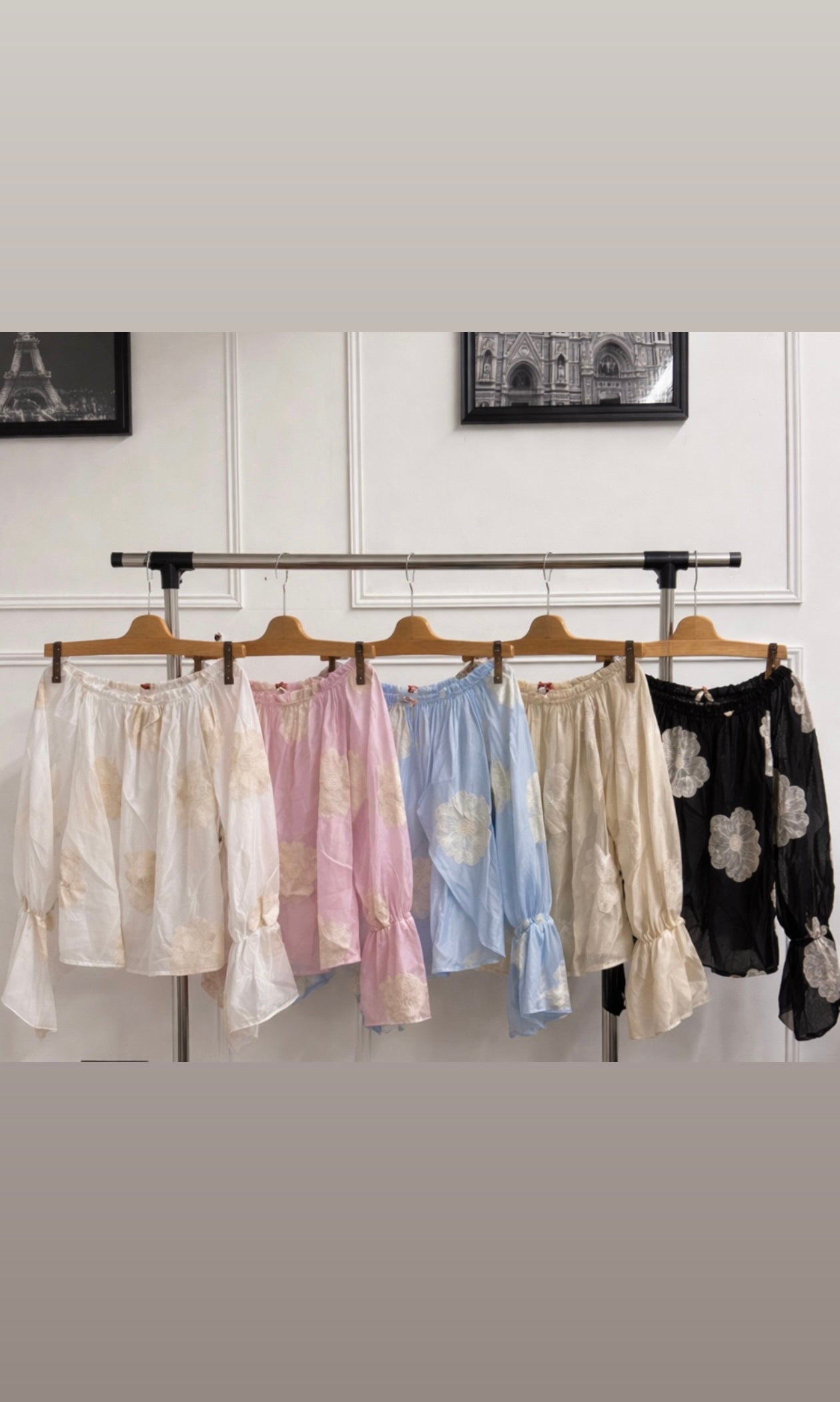 Wholesale Luna embroidered flower Bardot top for Boutique Retailers - Catwalk style wholesale