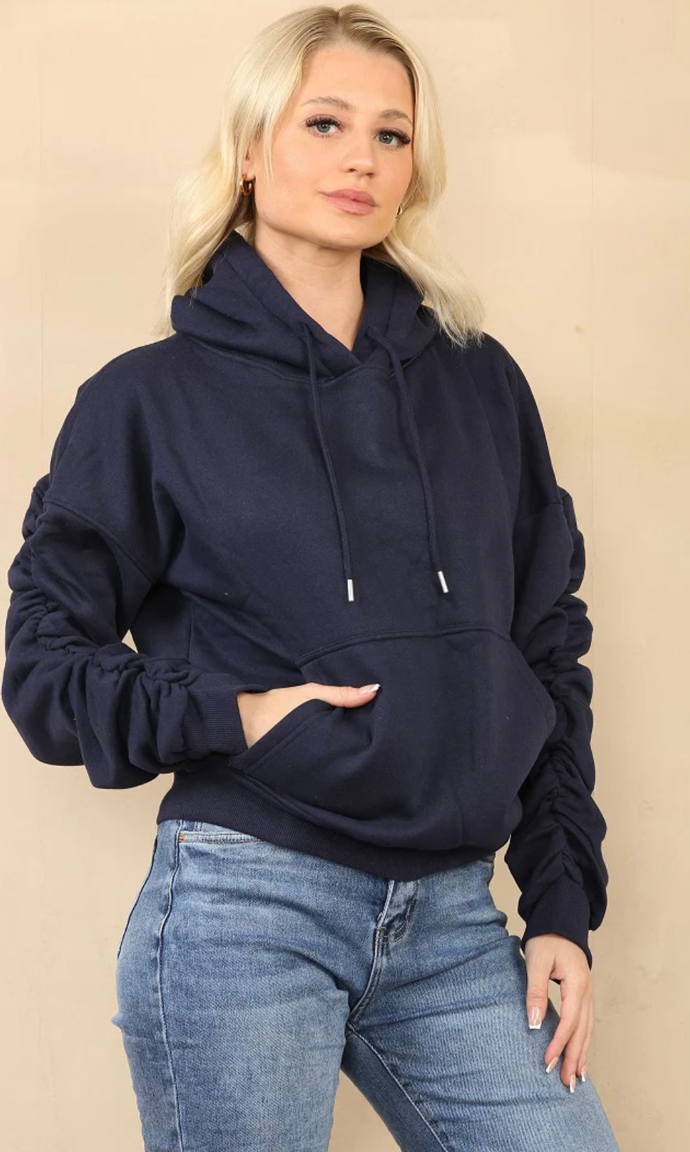 Ruched Sleeve Hoody 1734