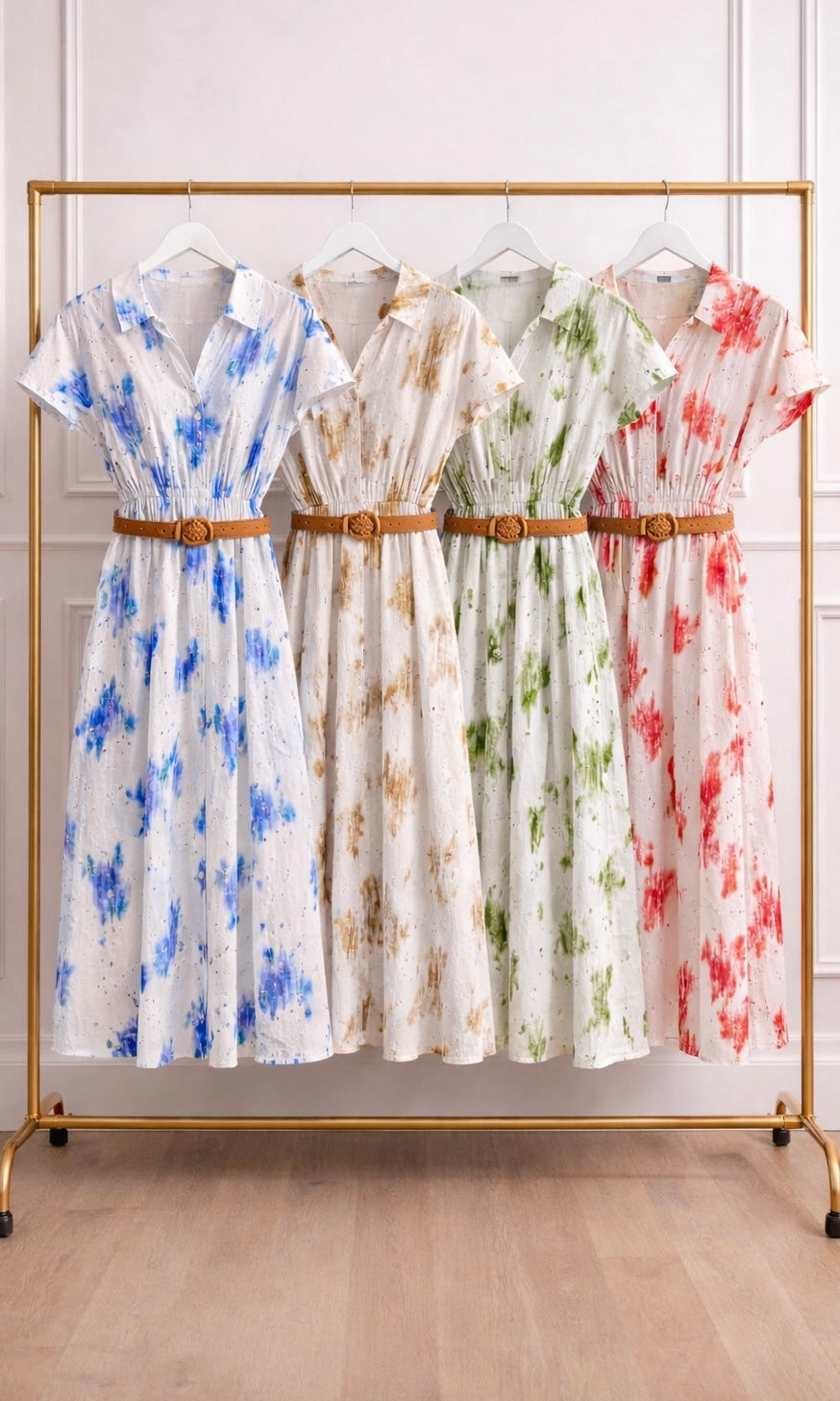 Jasmine Embroidered Print Shirt Dress