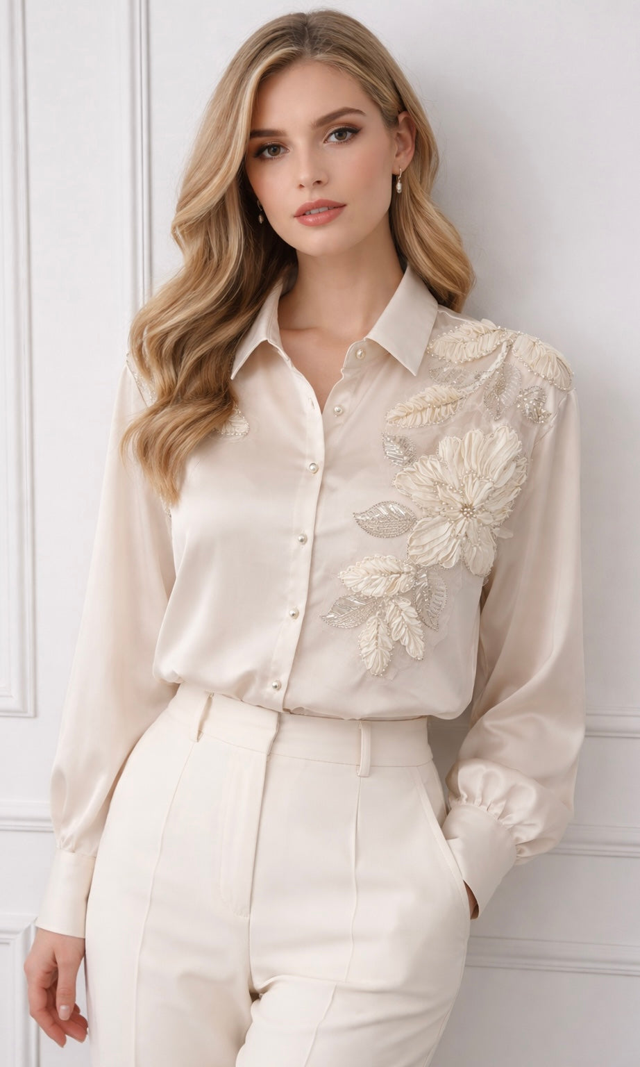 Francesca Flower Embellished Shirt