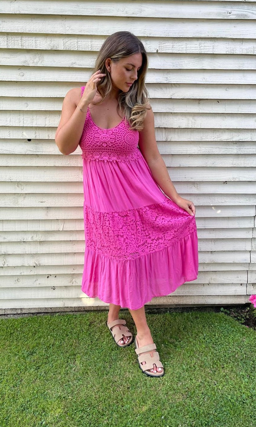 Lucia tiered lace panel Dress