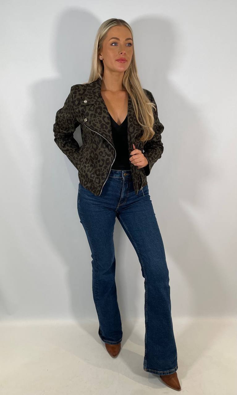 Leopard Print Biker Jacket