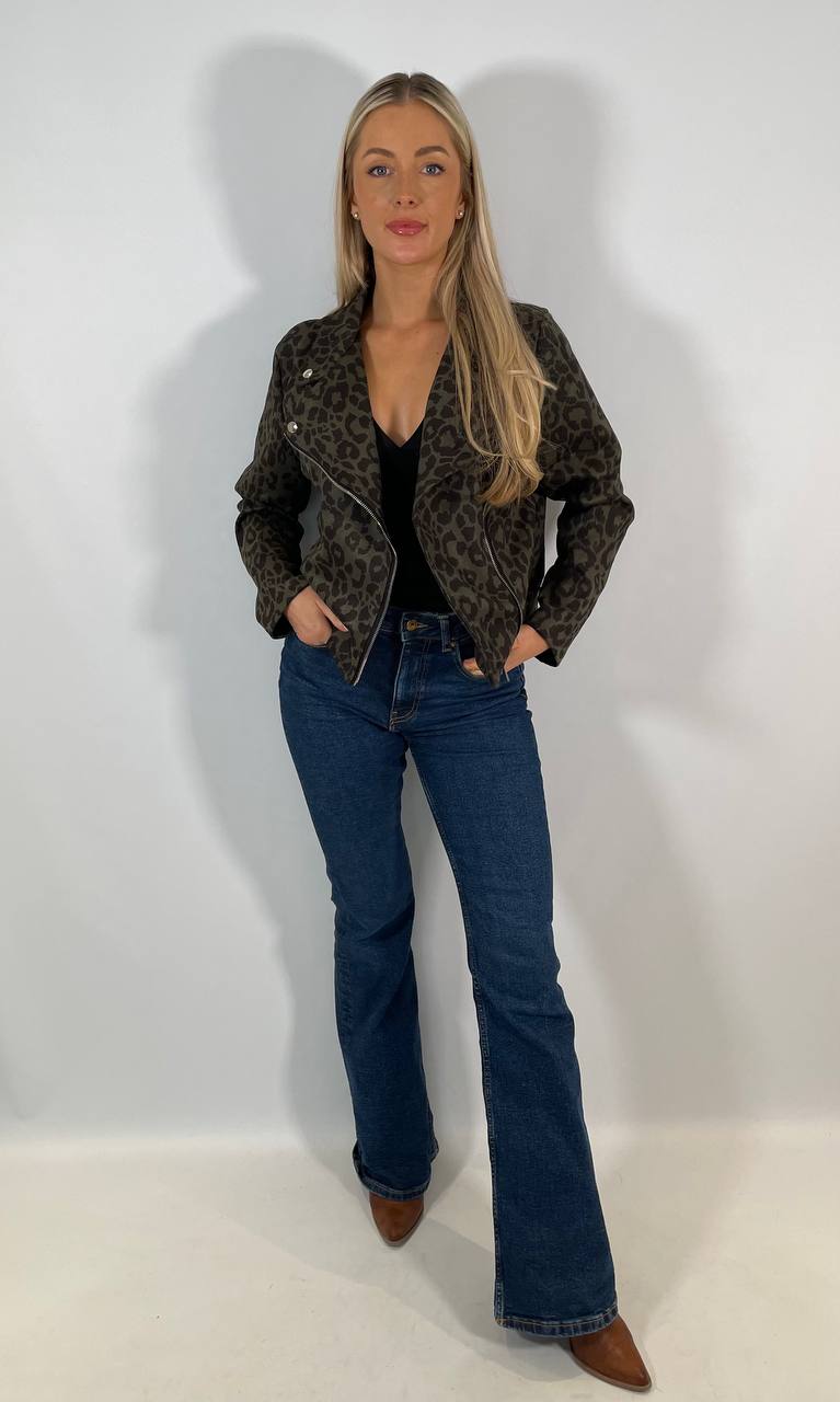Leopard Print Biker Jacket