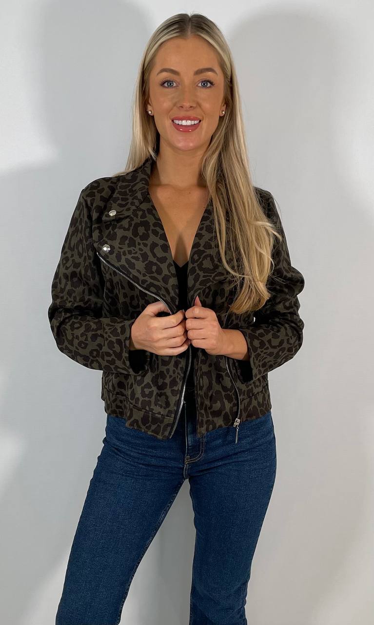 Leopard Print Biker Jacket