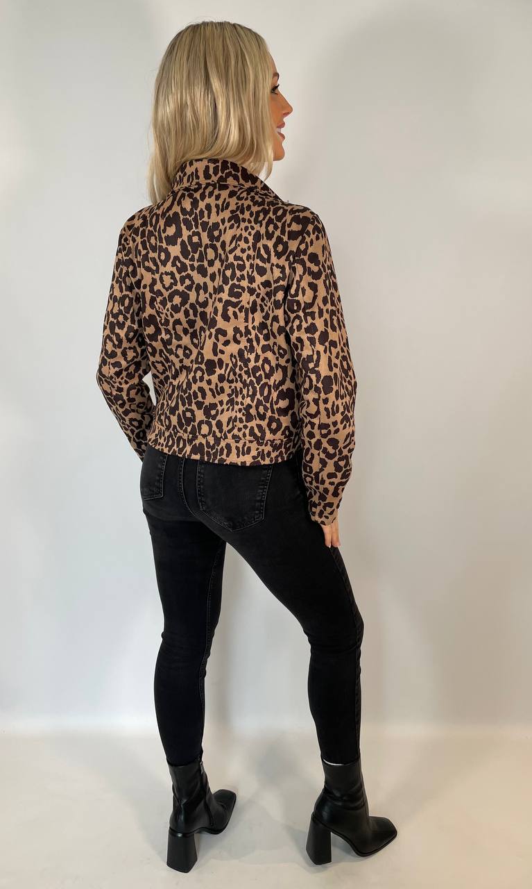 Leopard Print Biker Jacket