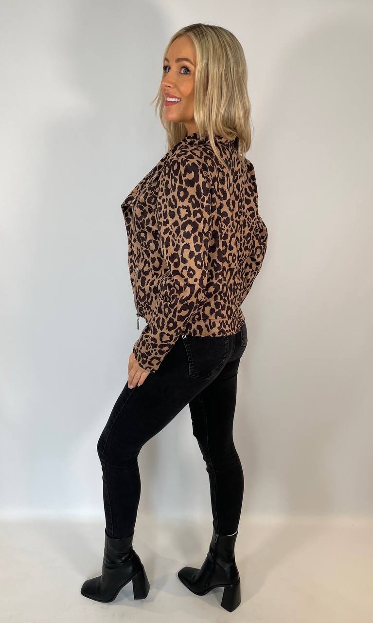 Leopard Print Biker Jacket