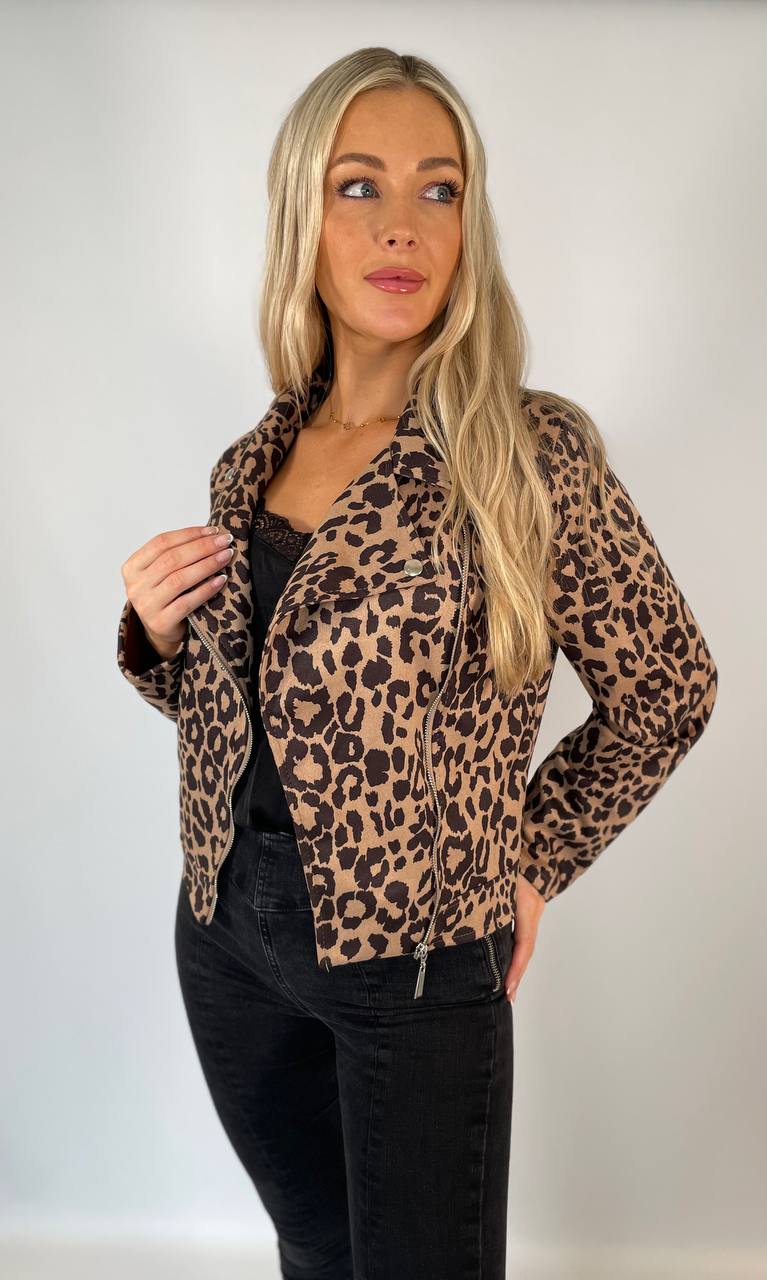 Leopard Print Biker Jacket