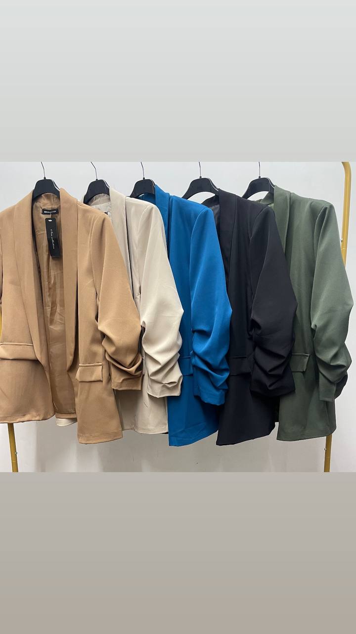 Ruched Sleeved Oversized Blazer