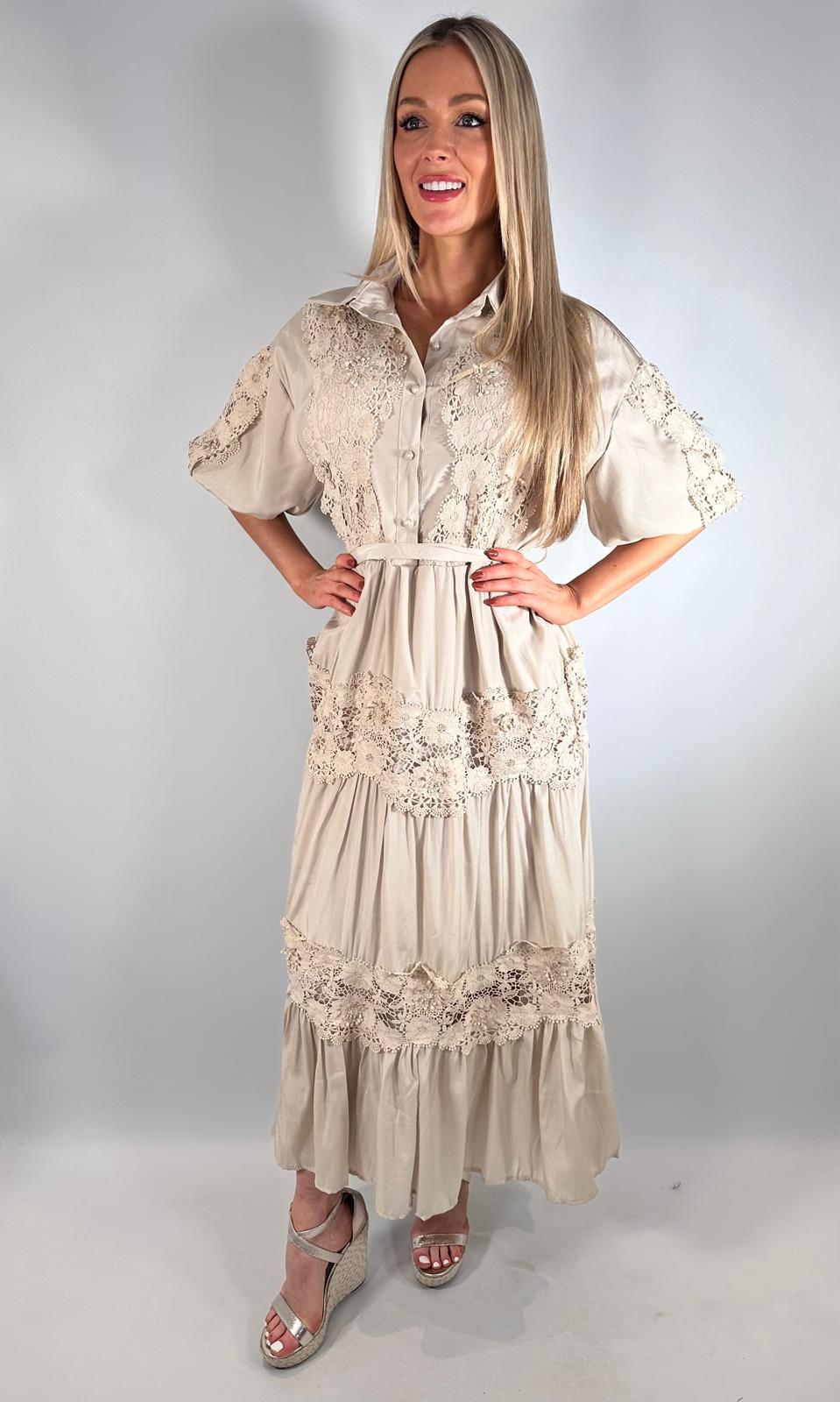 Crochet Button Maxi Dress