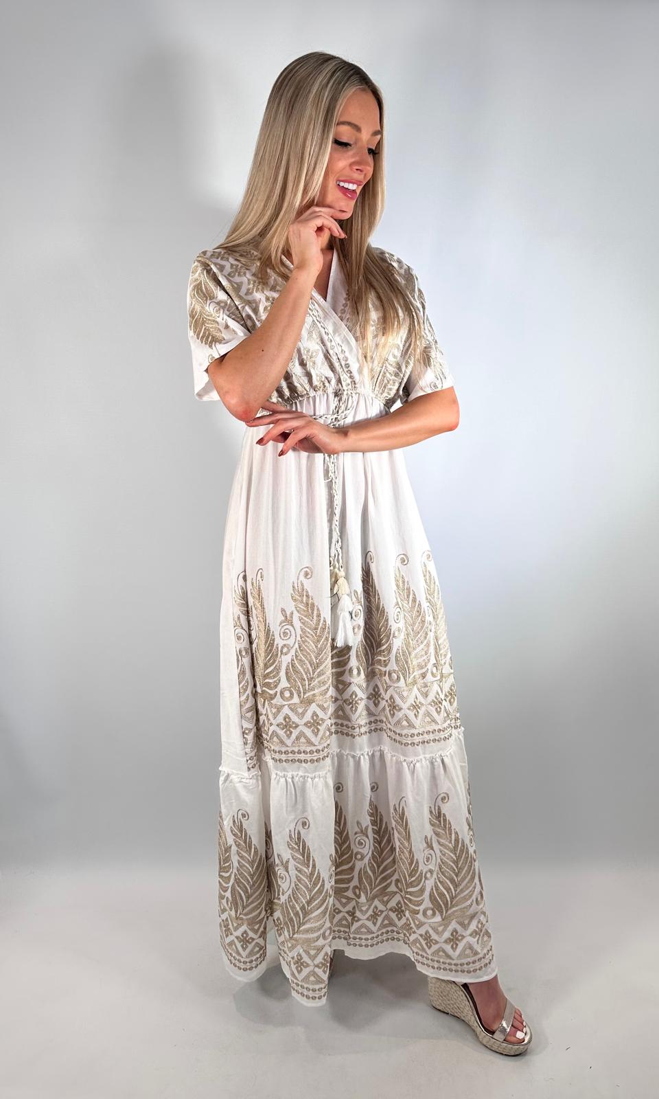 Zara Gold Embroidered X Over Dress