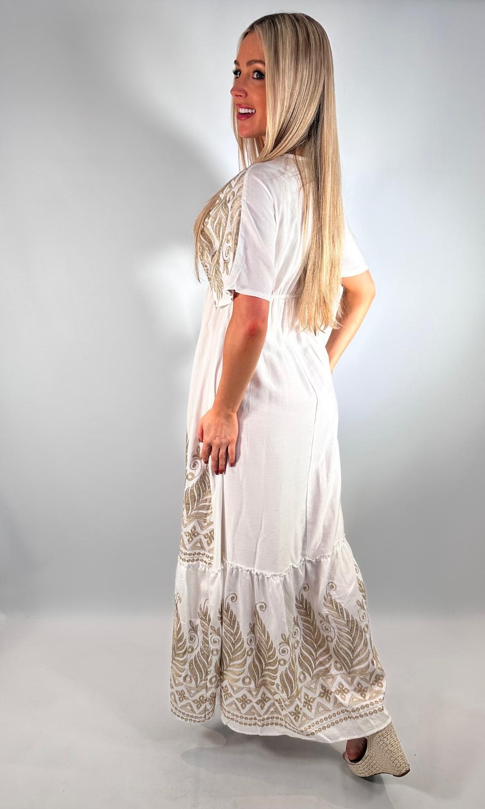Zara Gold Embroidered X Over Dress