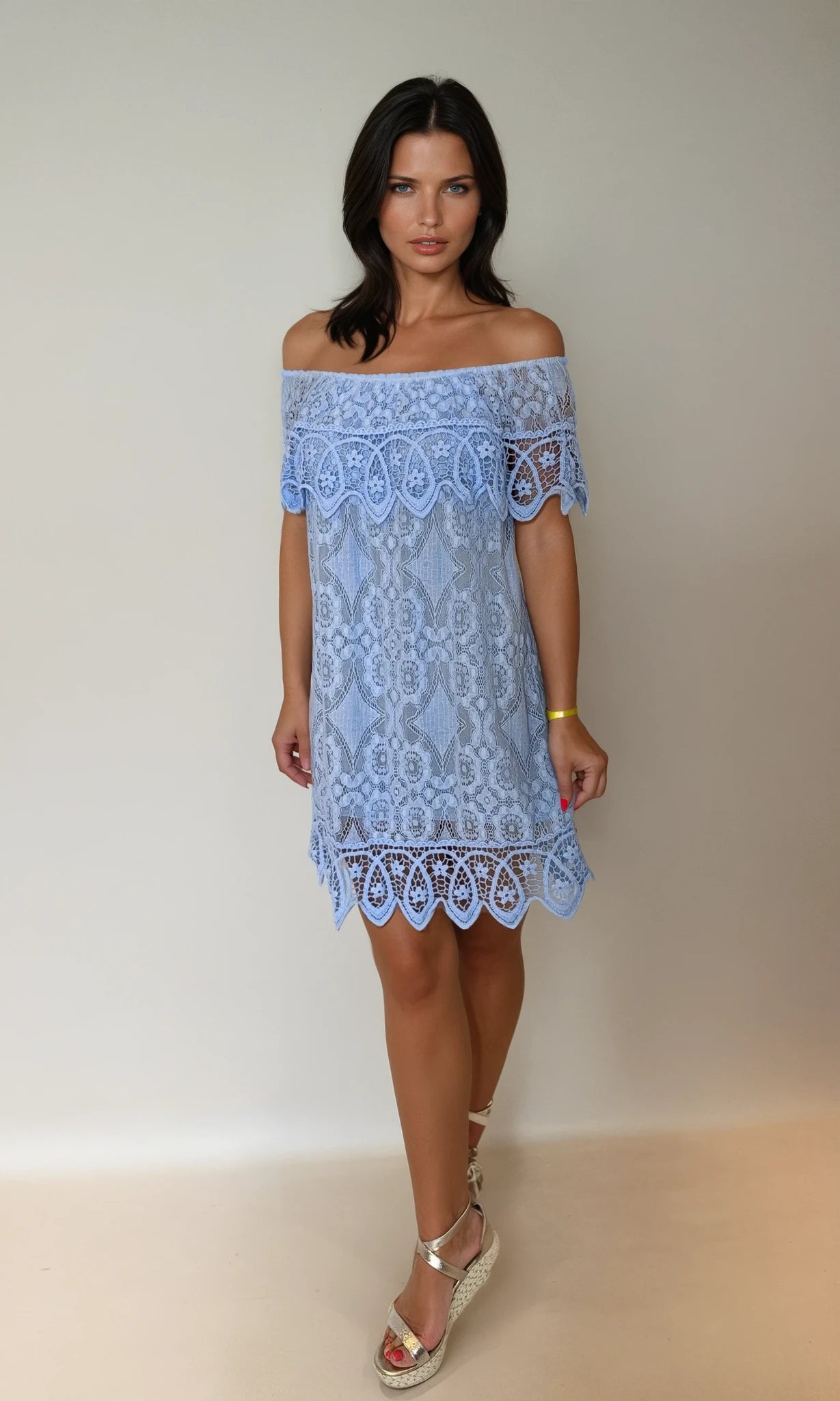 Saskia lace bardot Dress
