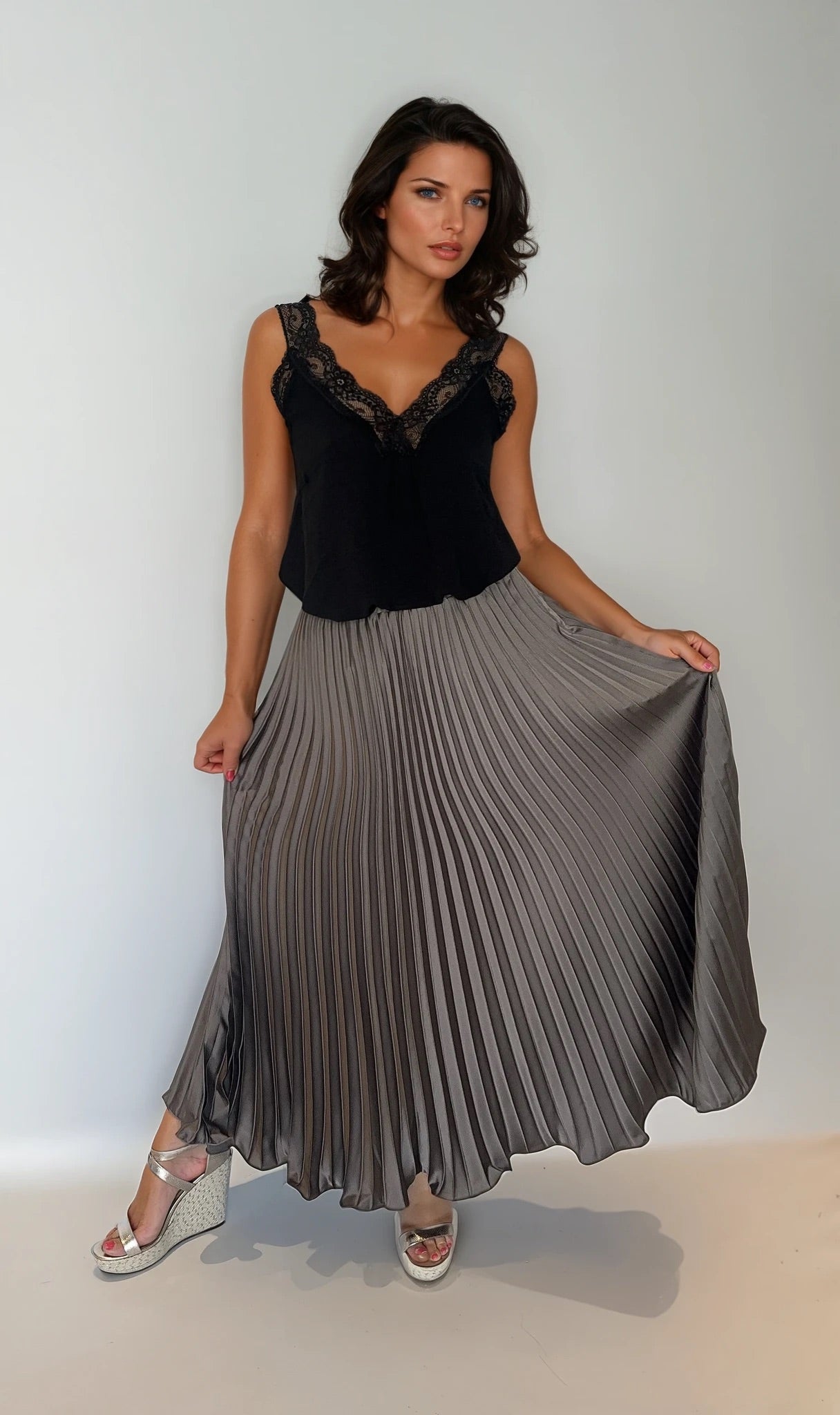 Satin Pleat Skirt