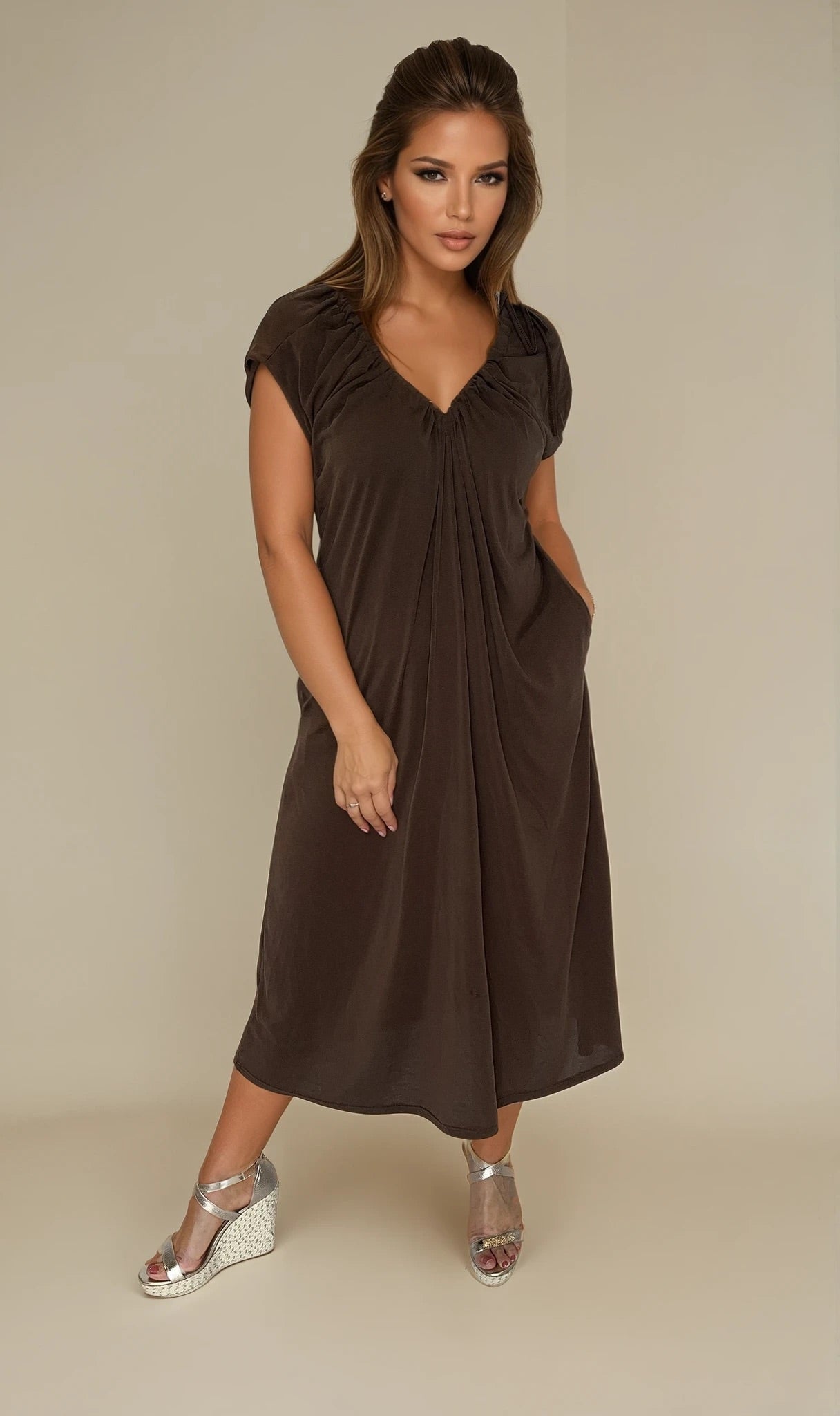 Serena ruched pocket dress