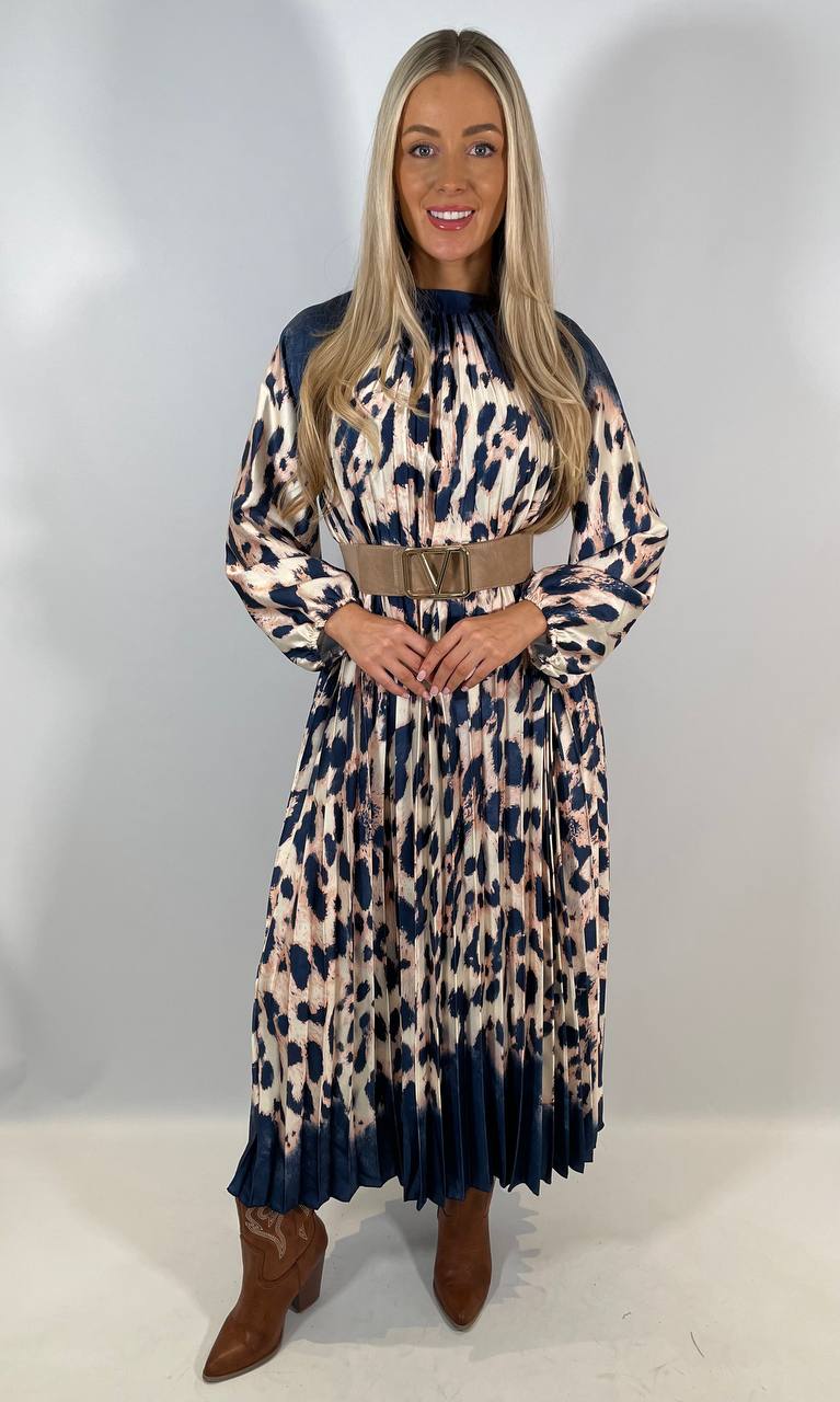 Leopard Print Pleat Maxi