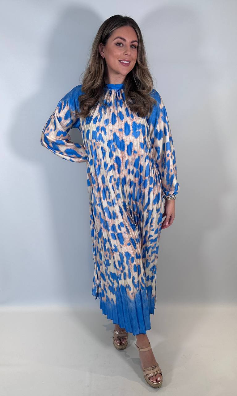 Leopard Print Pleat Maxi