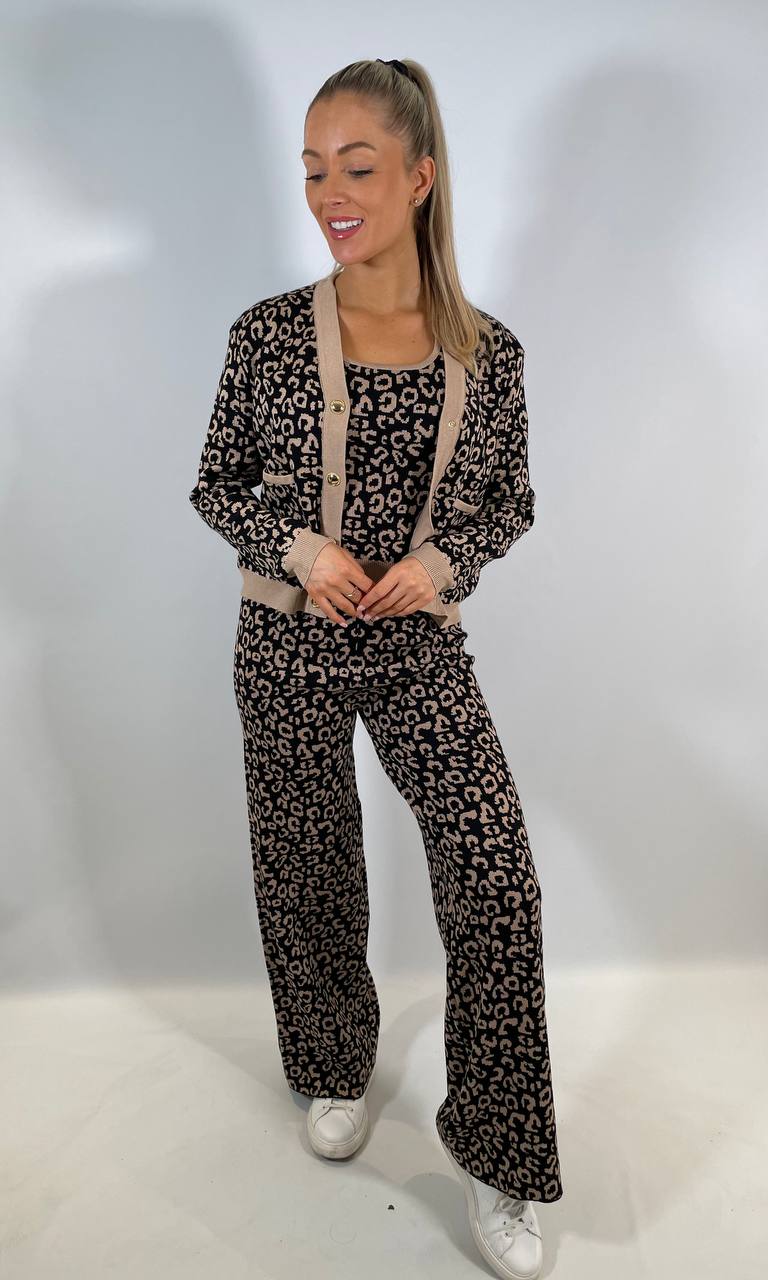 Knitted 3 Piece Leopard Loungesuit
