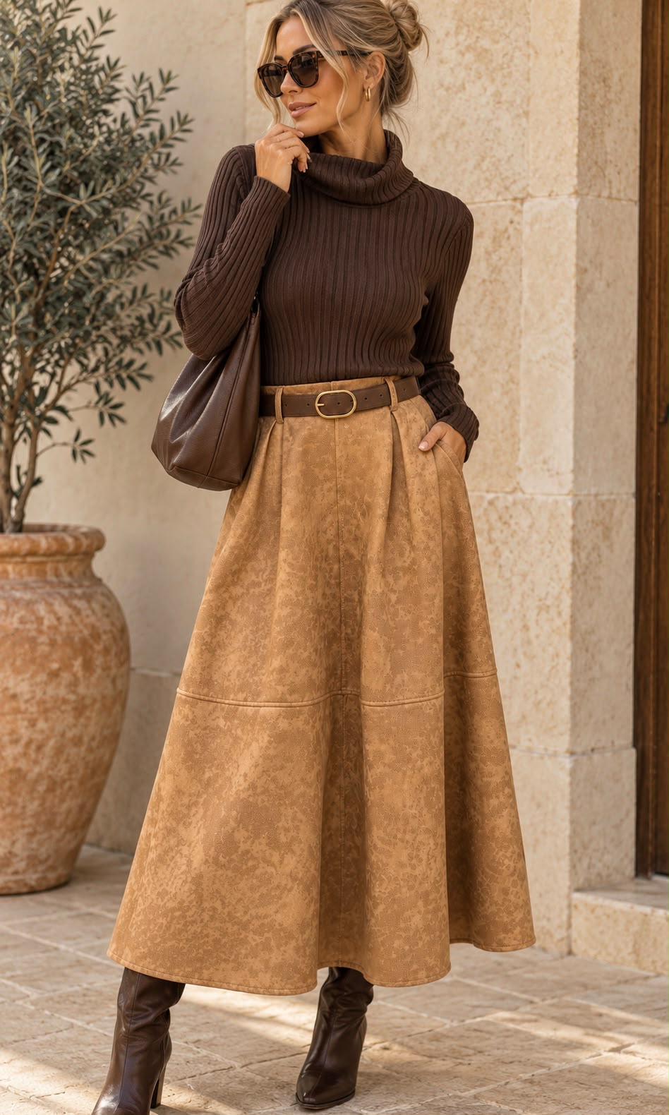 Fran distressed suedette skirt