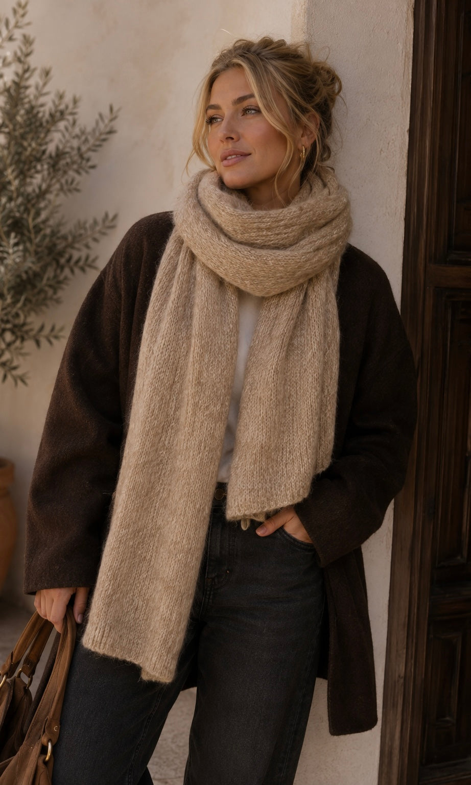 Soft cosy knit scarf