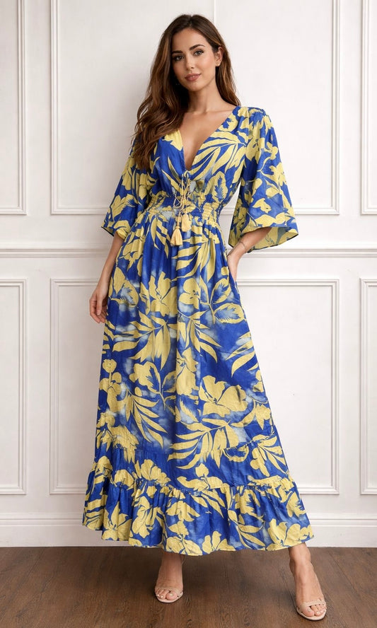 Saffron Silk Feel Maxi Dress