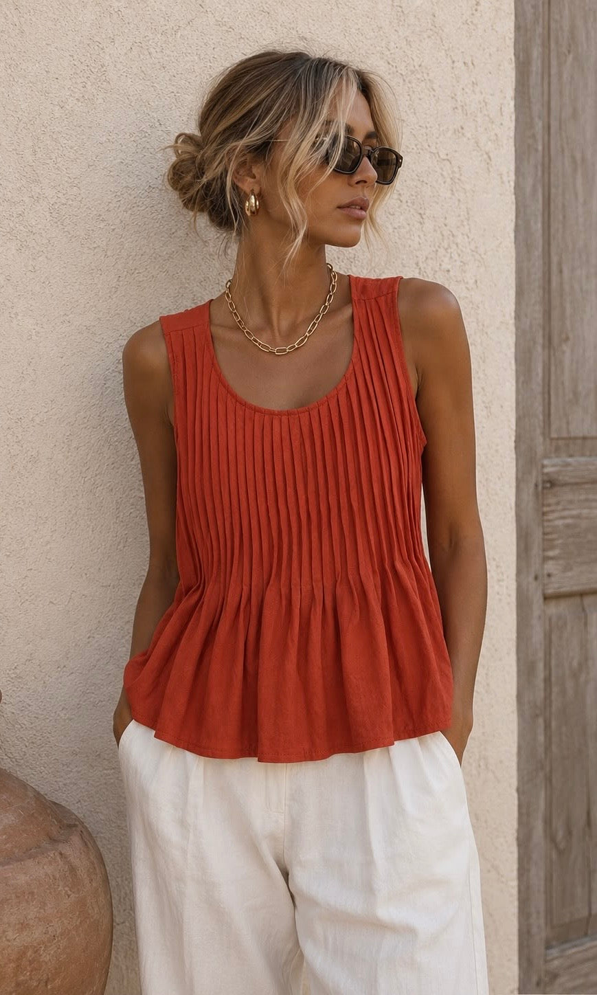 Tiffany Pleat Front Top
