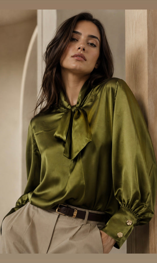 Zara Satin Bow Blouse