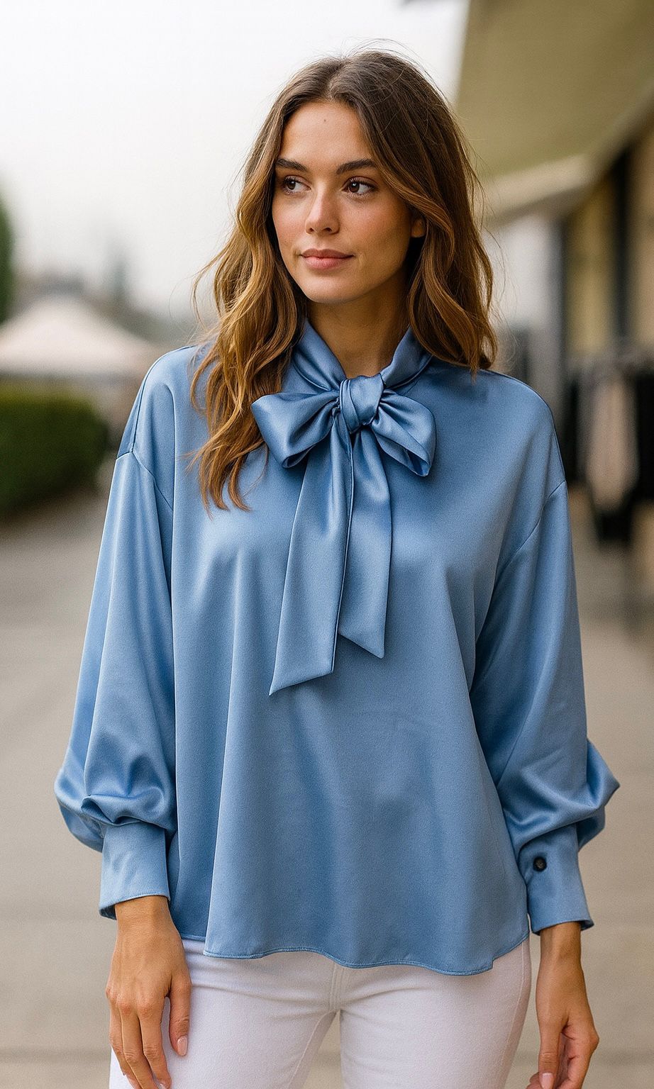 Zara Satin Bow Blouse