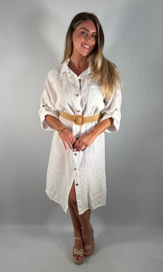 Sophia Linen Shirt Dress
