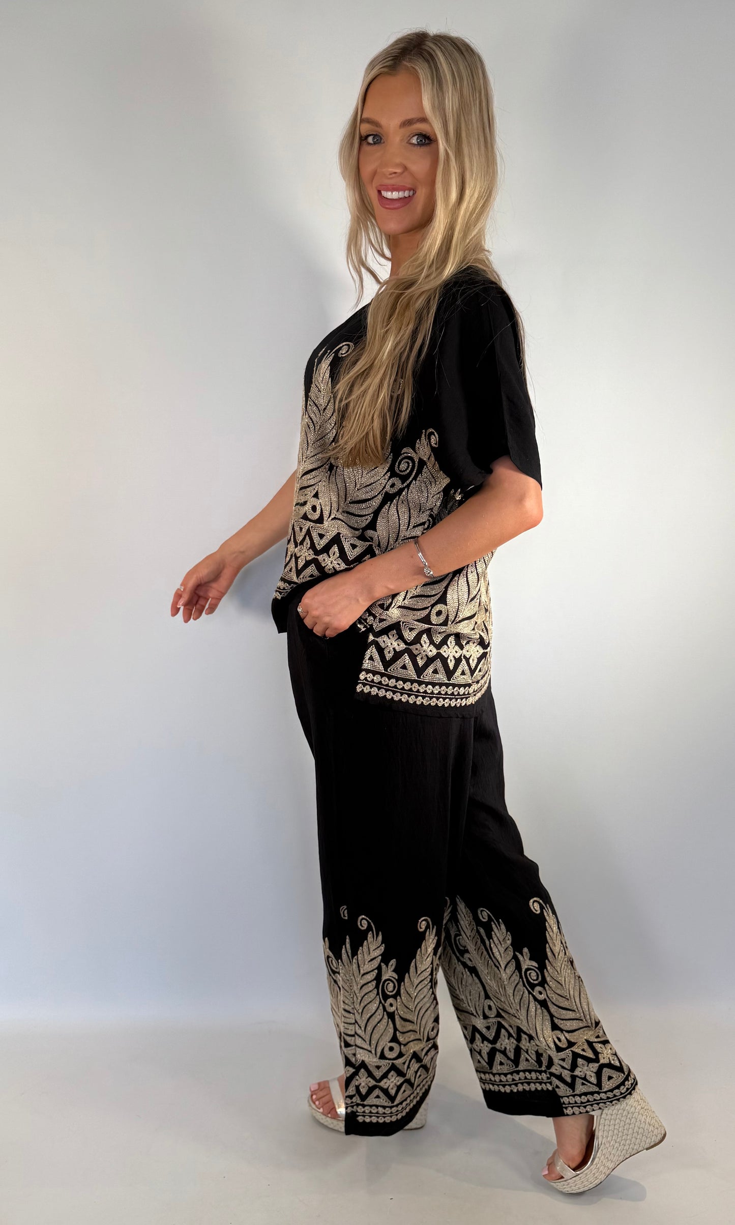 Zara Gold Embroidered co-ord