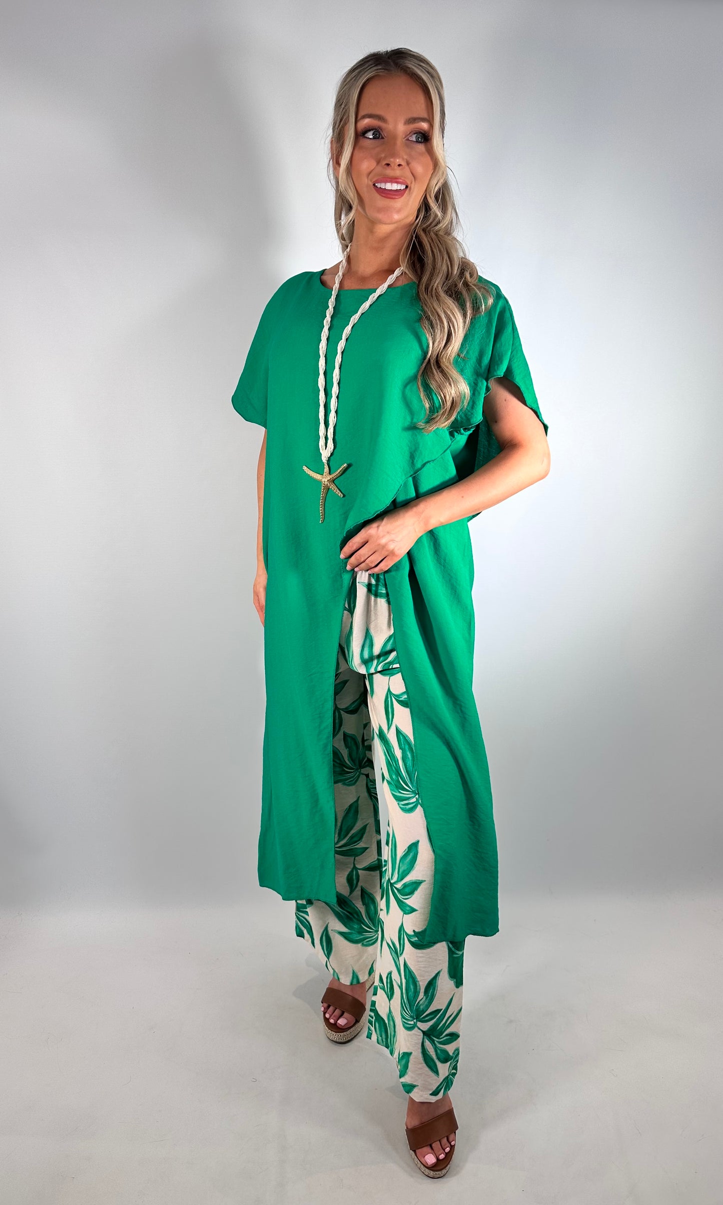Longline Printed Cross Over Co-ord