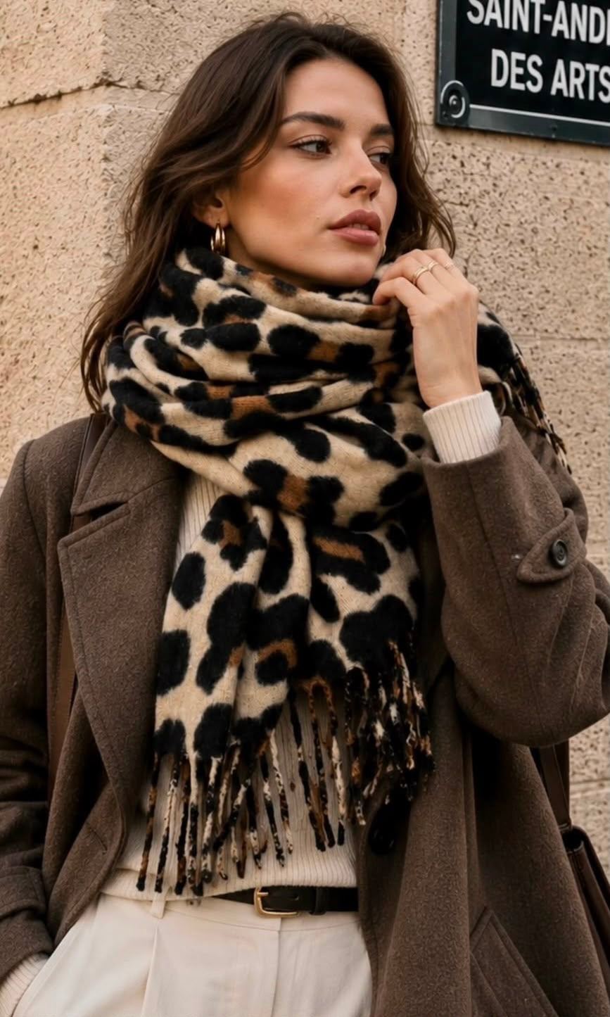 Chunky Cozy Leopard Scarf