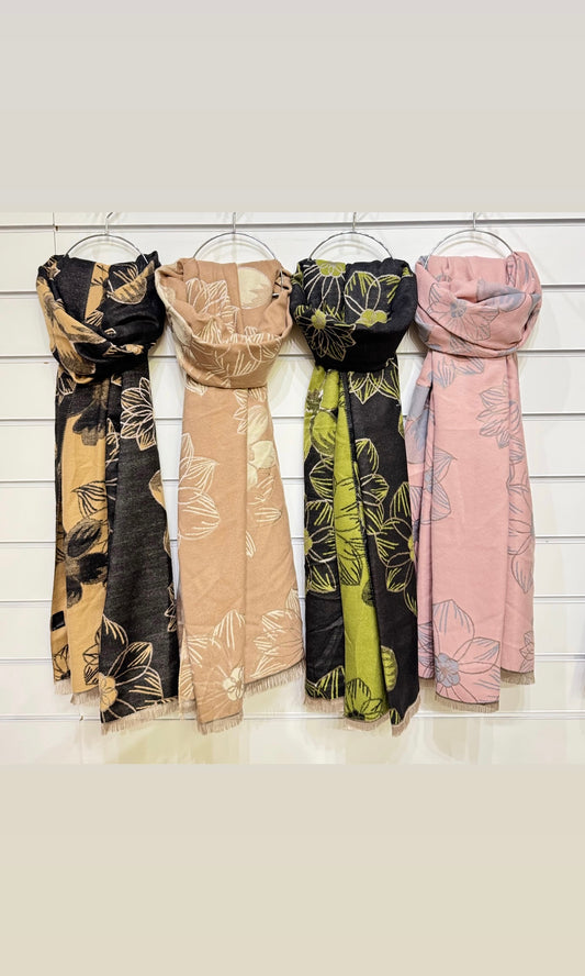 Floral contrast scarf