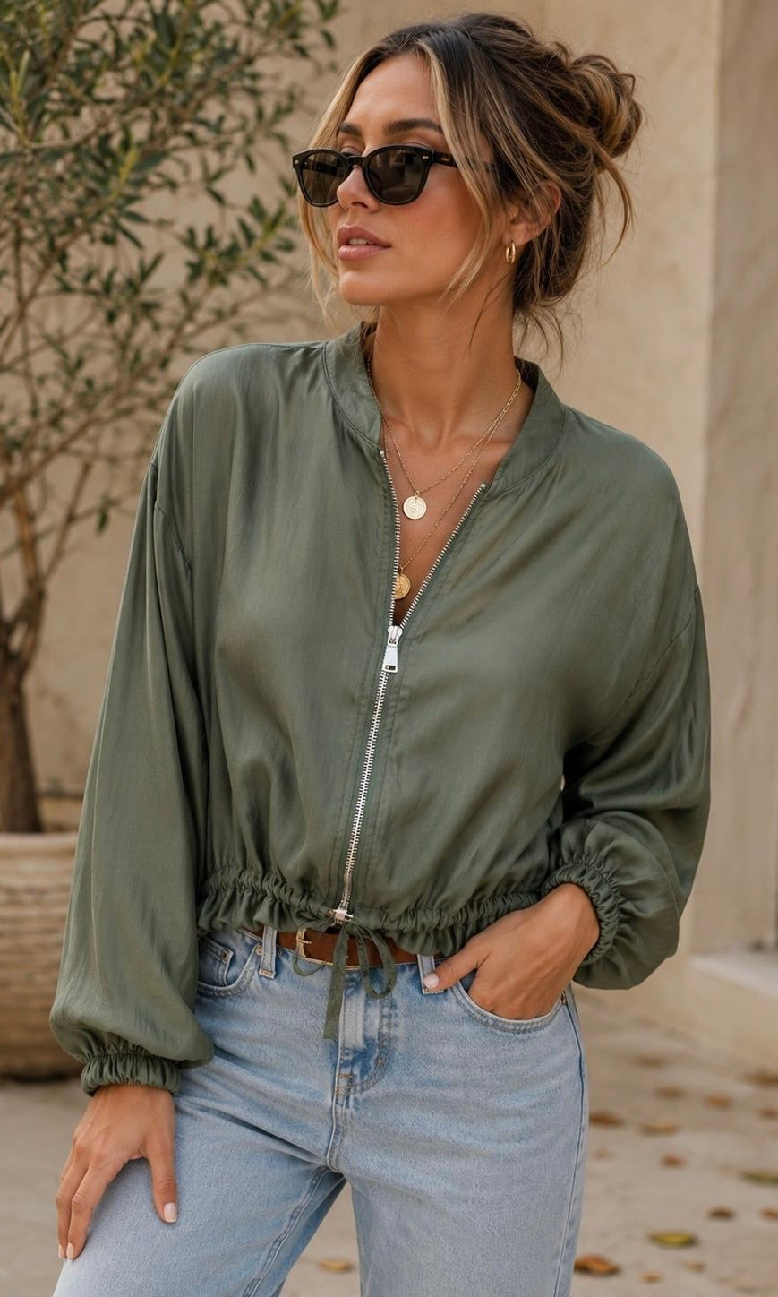 Stephanie Tencel Zip Jacket