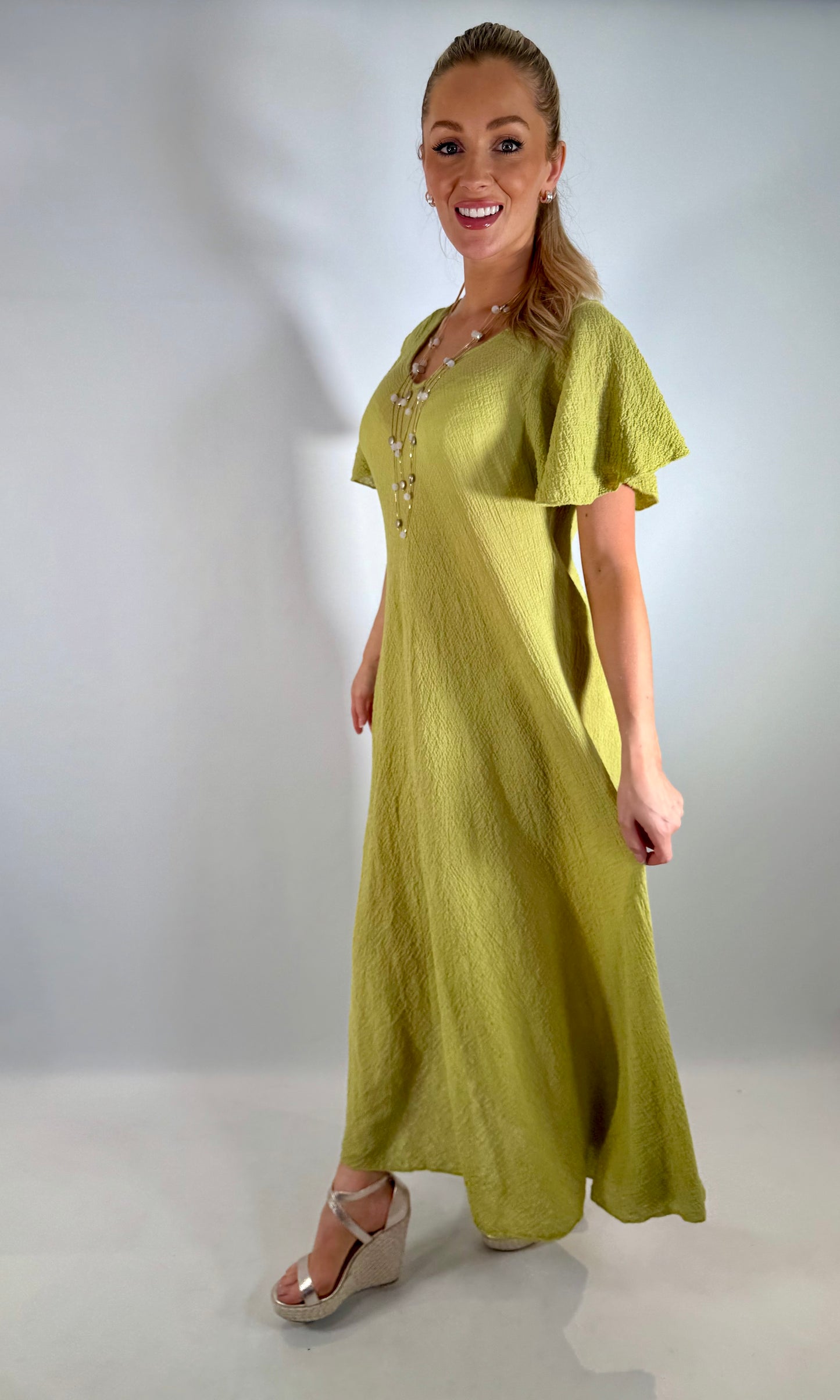 Flutter Sleeve Lightweight Crinkle Maxi