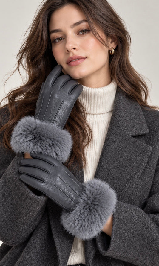 Fluffy Leather Glove