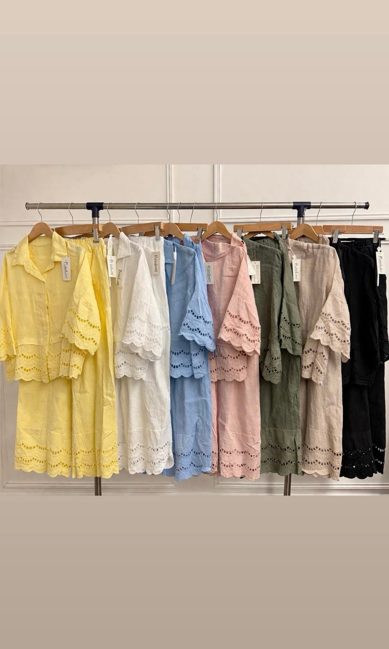Wholesale Anna Embroidered Hem Linen Trousers for Boutique Retailers - Catwalk style wholesale