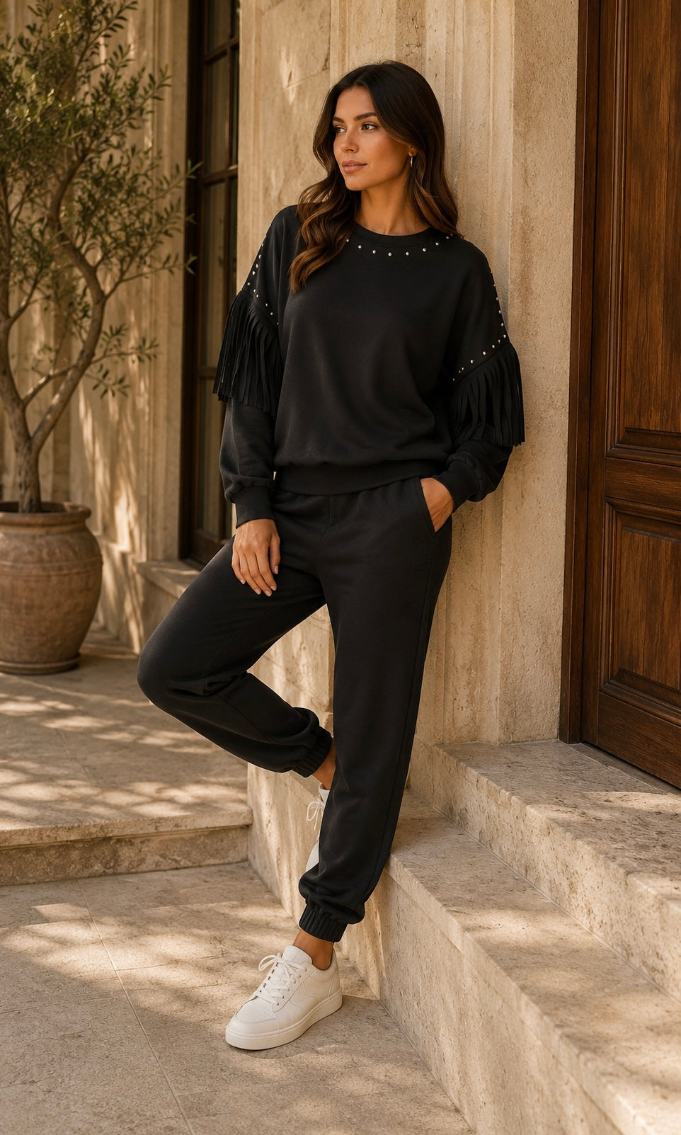 Bobbi Stud/fringe lounge set