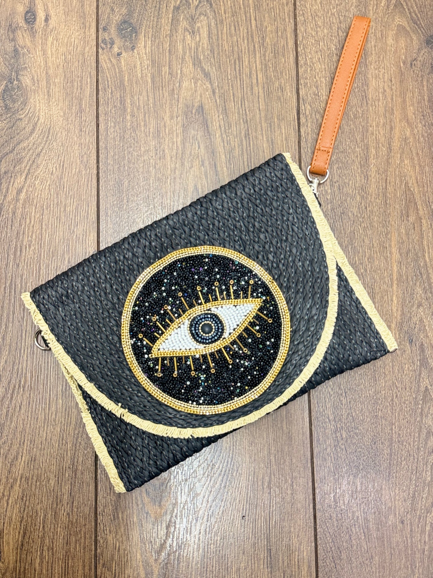 Beaded Eye Clutch Bag
