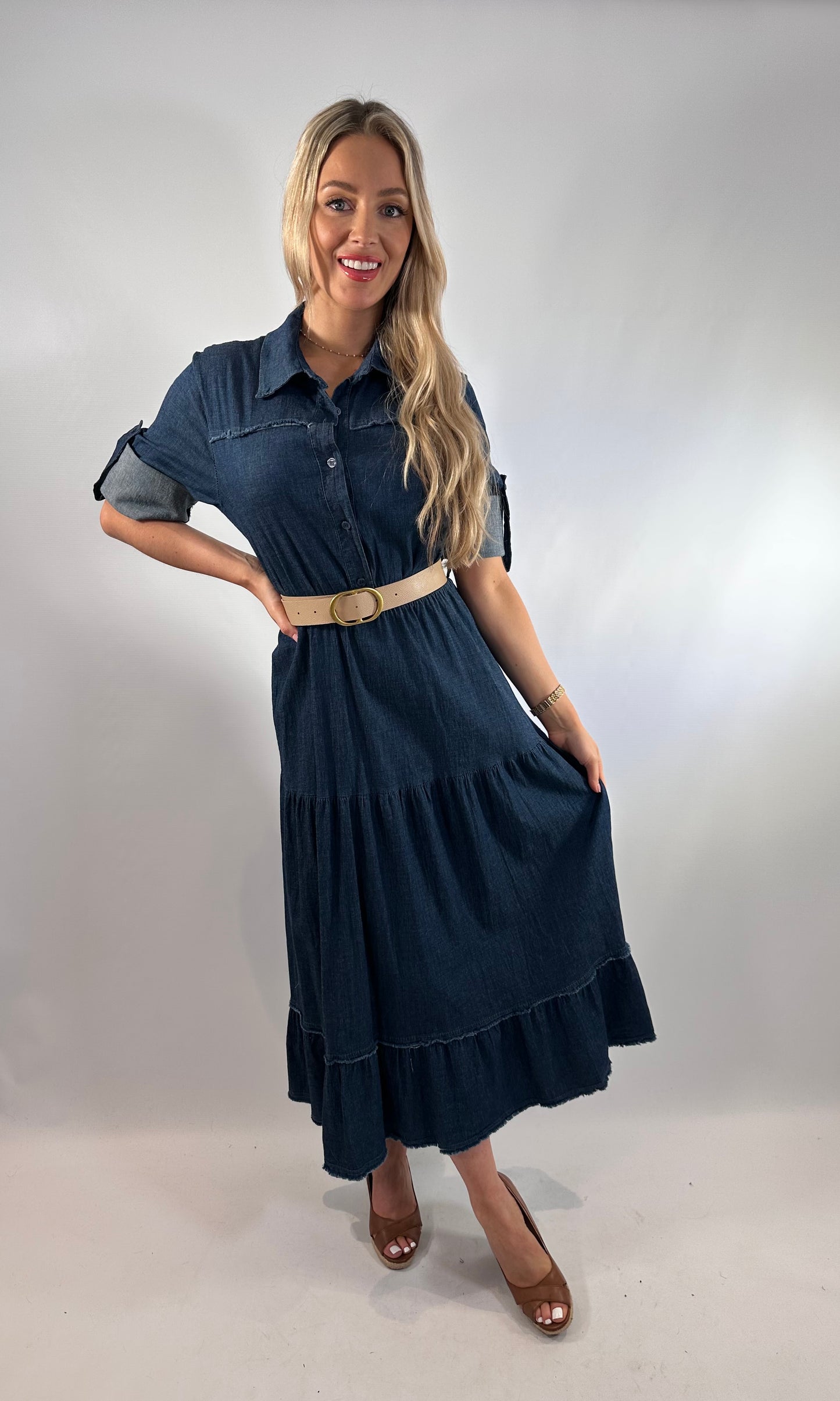 Denim Tiered Dress