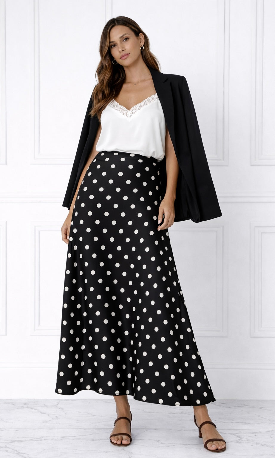 Wholesale Viviane Polka dot satin skirt for Boutique Retailers - Catwalk style wholesale