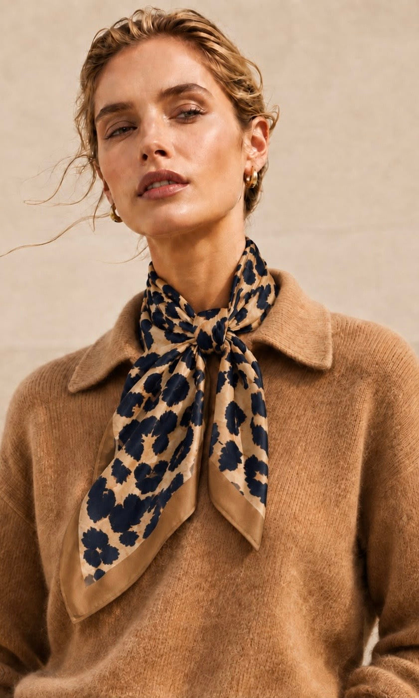 Leopard Silk Neck Scarf