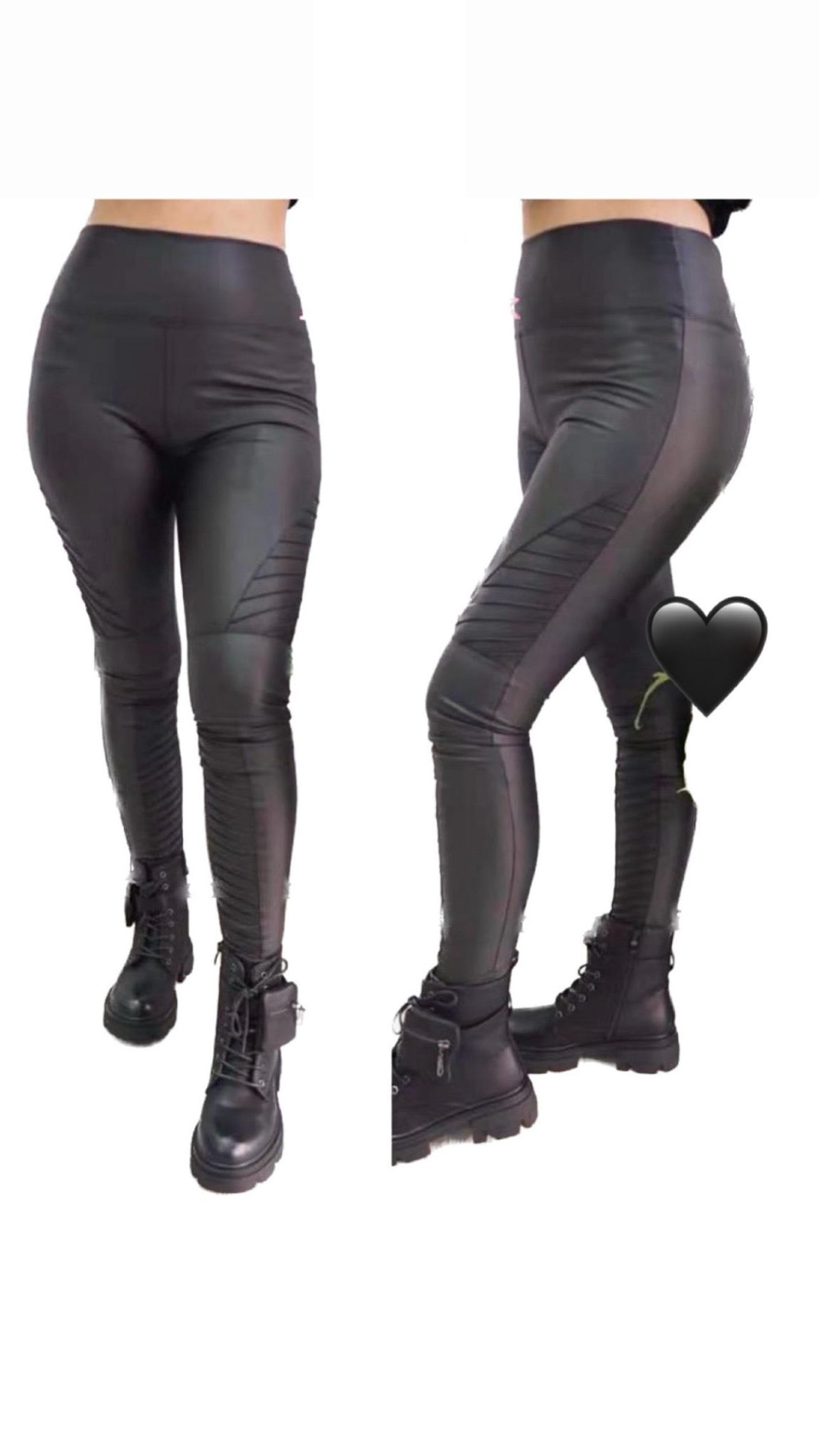 Biker leather look leggings