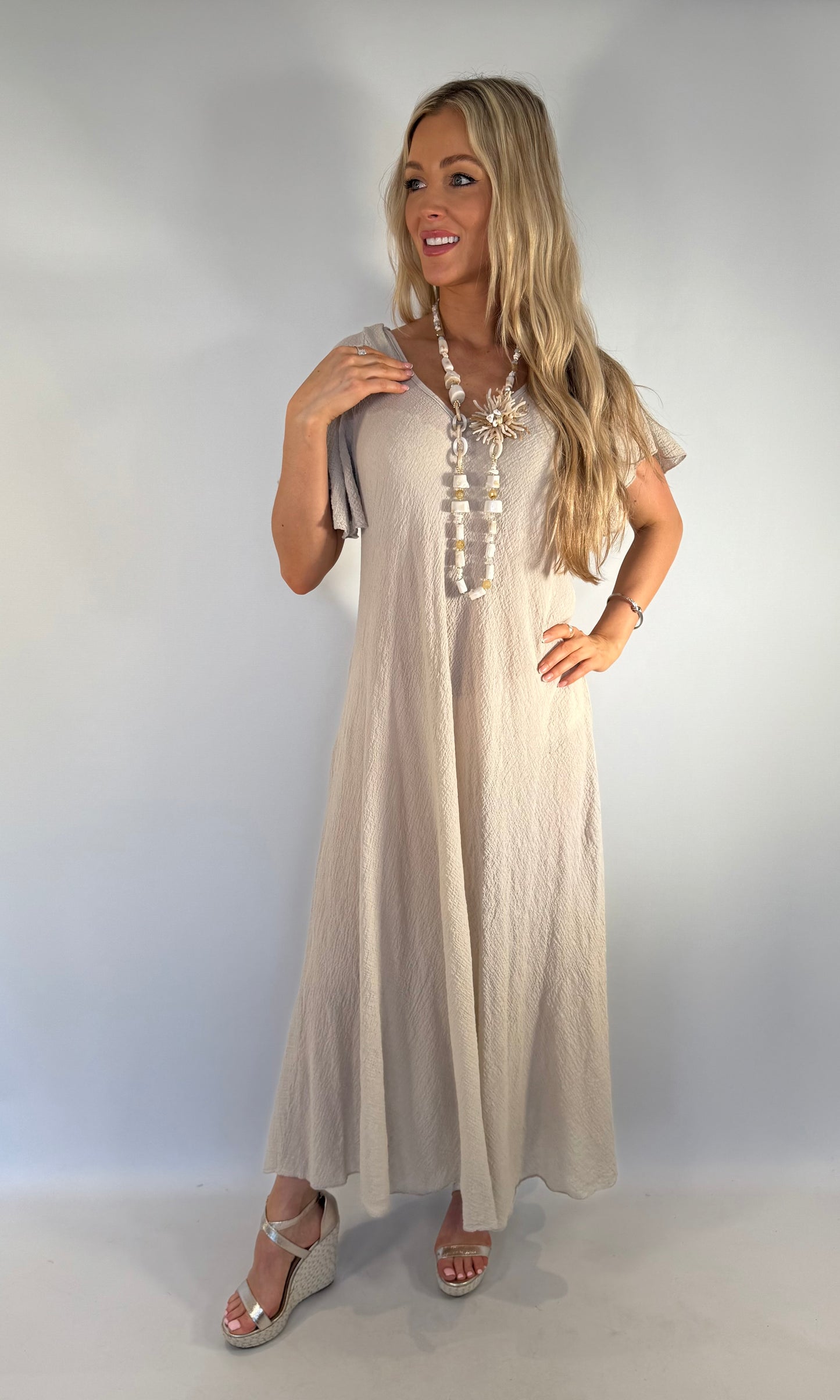 Flutter Sleeve Lightweight Crinkle Maxi