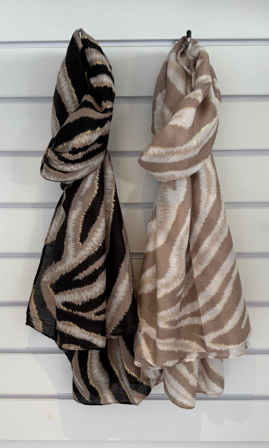 Gold Trim Zebra Scarf