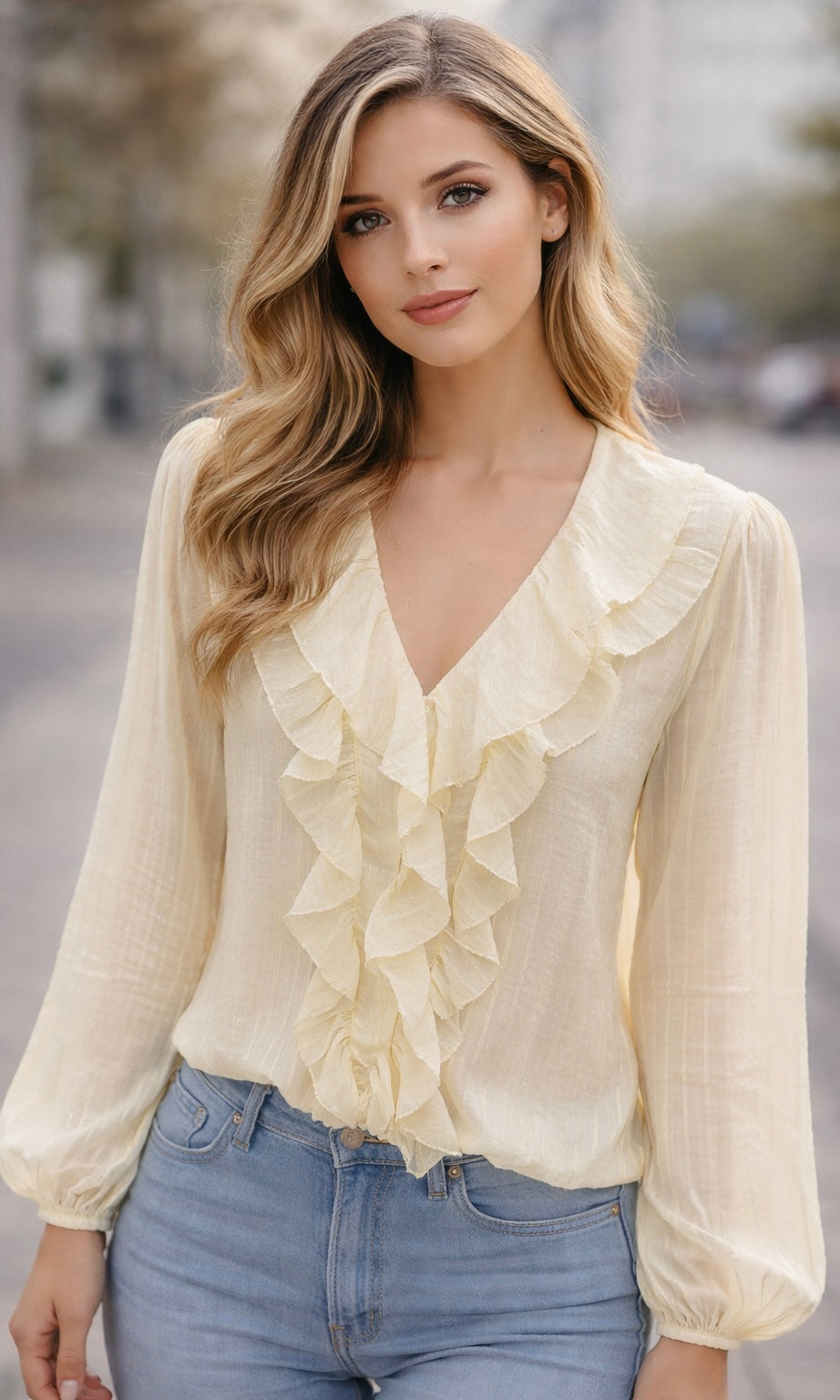 Willow Pinstripe Ruffle Shirt