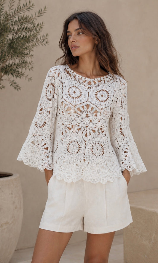 Molly Bell Sleeve Crochet Top
