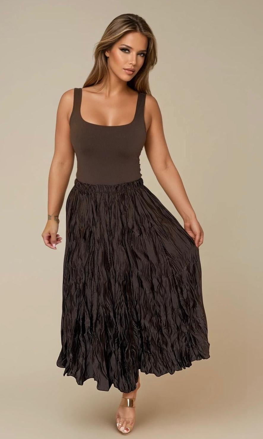 Dana crinkle satin Skirt