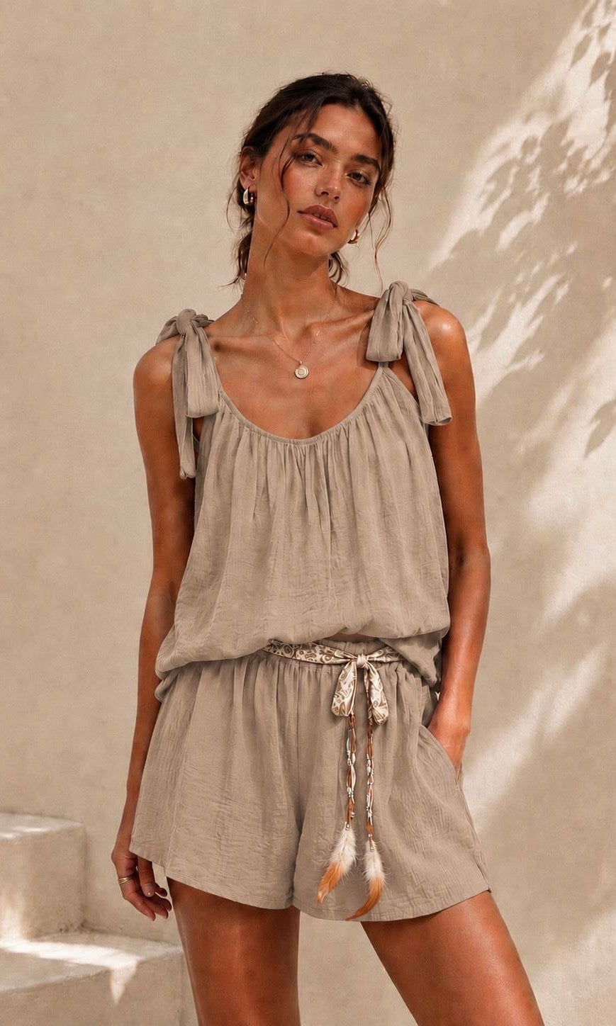 Vienna Tie Shoulder Short Set