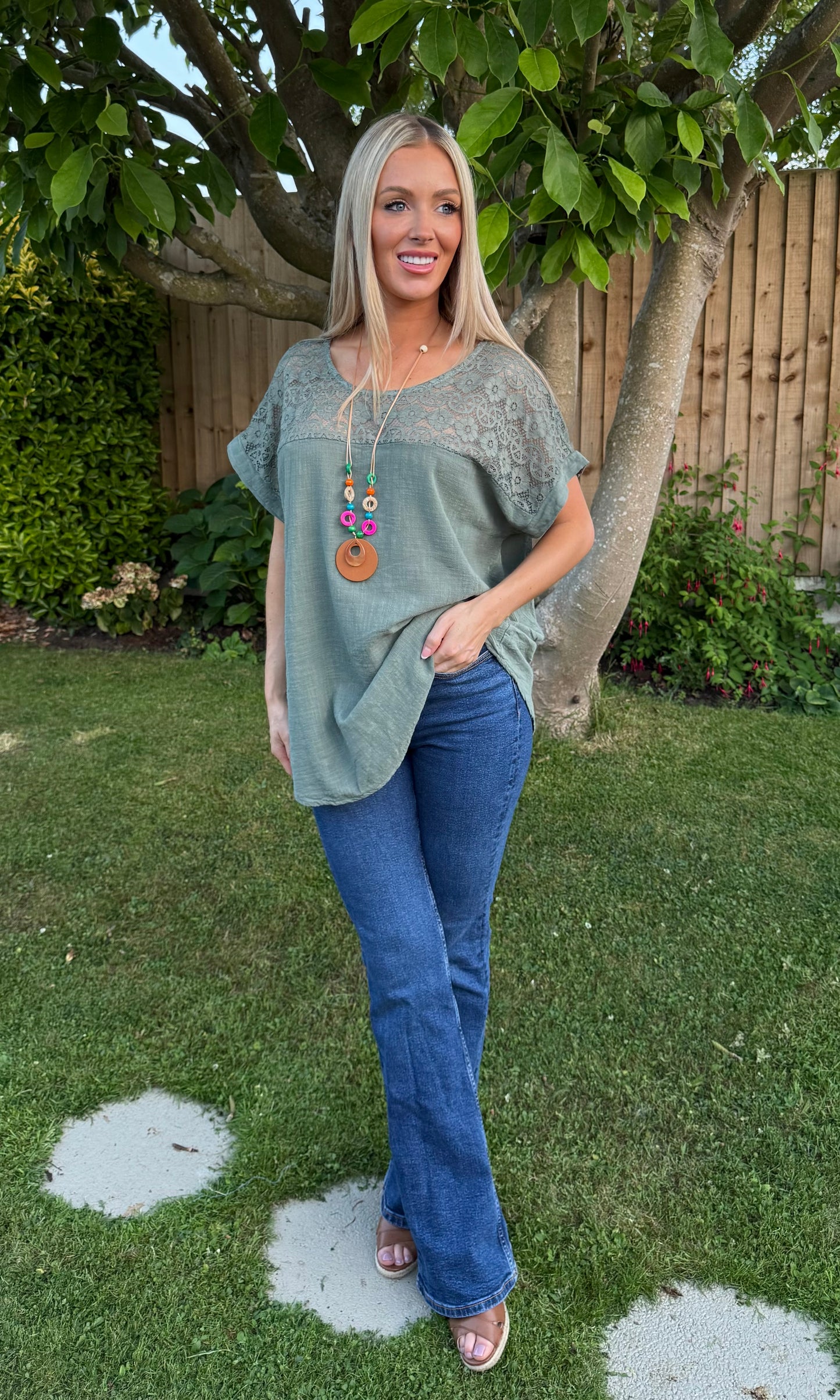 Lace Shoulder Cotton Top